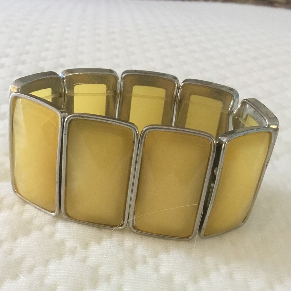 Vintage Yellow and Silver Stretchy Bracelet - Picture 10 of 12
